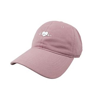 Women's Embroidered Heartbeat Baseball Cap with Adjustable Strap and Curved Brim Casual Cotton Hat