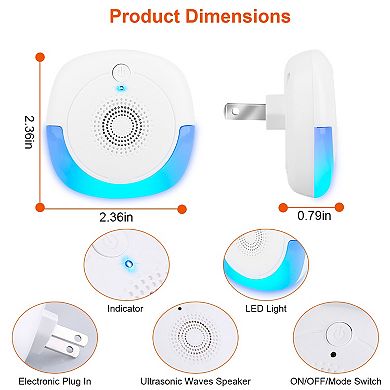 6-Pack Ultrasonic Pest Repellers Plug-In Indoor Mouse & Rodent Control for Home & Office