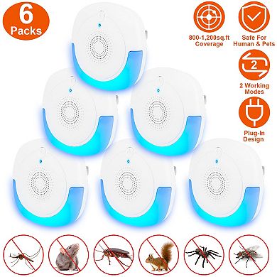 6-Pack Ultrasonic Pest Repellers Plug-In Indoor Mouse & Rodent Control for Home & Office