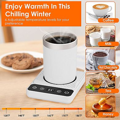Desktop Electric Mug Warmer with 6 Temperature Levels & Auto Shut-Off Timer