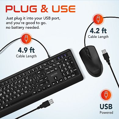 Delton KB20 Big Button Computer Keyboard and Mouse Combo