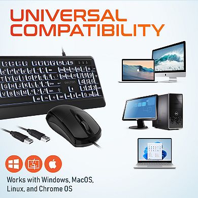 Delton KB20 Big Button Computer Keyboard and Mouse Combo