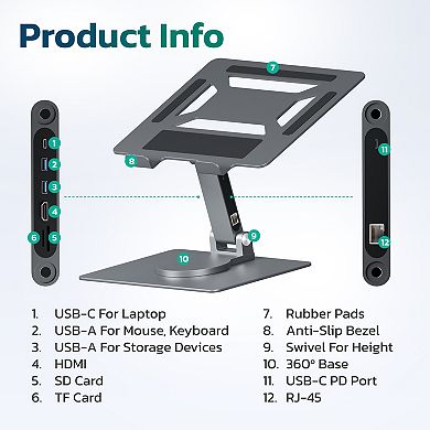 Purely L107 7-in-1 Foldable Laptop Stand