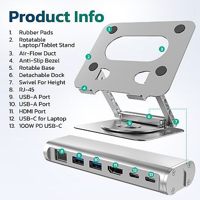 Purely L82 Foldable Laptop and Tablet Docking Station