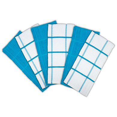 Sloppy Chef Premier Kitchen Towel 15x25 Windowpane Blue (6/Pack)