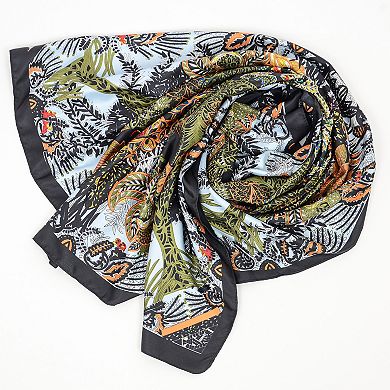 Women's Floral Pattern Square Scarf with Vibrant Prints and Elegant Square Design 90 x 90 cm