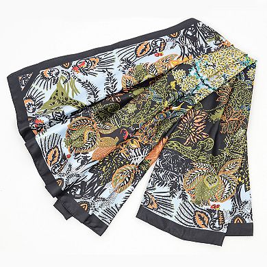 Women's Floral Pattern Square Scarf with Vibrant Prints and Elegant Square Design 90 x 90 cm