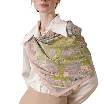 Women's Floral Pattern Square Scarf with Vibrant Prints and Elegant Square Design 90 x 90 cm