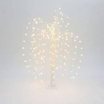 LuxenHome Pre-lit 47.24" H White Willow Artificial Tree