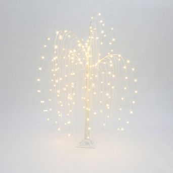 LuxenHome Pre-lit 47.24" H White Willow Artificial Tree