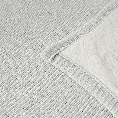 Narniar Chenille to Faux Fur Throw Blanket 50x60" Grey