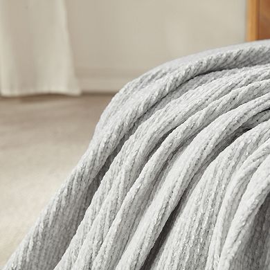 Narniar Chenille to Faux Fur Throw Blanket 50x60" Grey