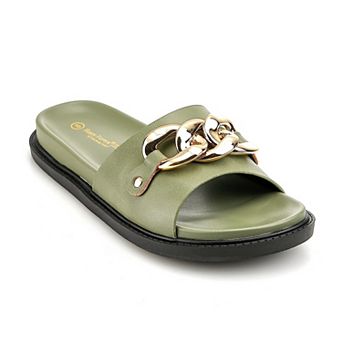 Henry Ferrera Charmin Lady Women's Slip-On Chain Ornament Flat Sandals