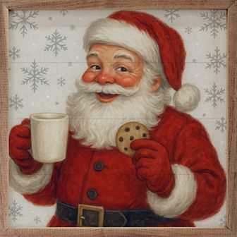 Kendrick Home Vintage Santa With Cookies Wall Art