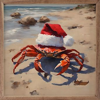 Kendrick Home Crabby Santa Hat Wall Art