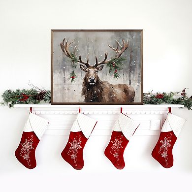 Kendrick Home Holiday Caribou Wall Art