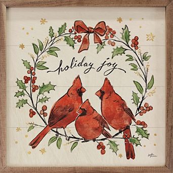 Kendrick Home Christmas Lovebirds Wall Art