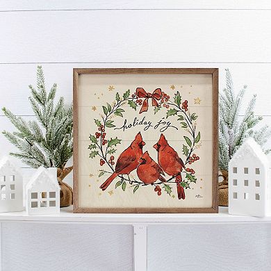 Kendrick Home Christmas Lovebirds Wall Art