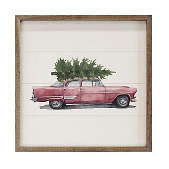 Kendrick Home Christmas Tree Car Framed Wall Art