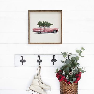 Kendrick Home Christmas Tree Car Framed Wall Art