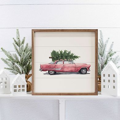 Kendrick Home Christmas Tree Car Framed Wall Art