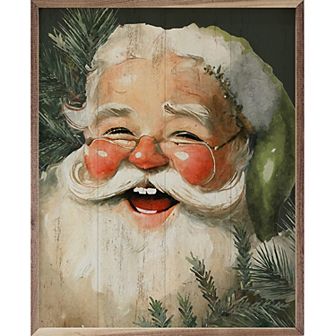 Kendrick Home Jolly Santa With Green Hat Wall Art