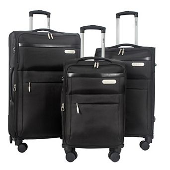 IZOD River 3 pc Soft Shell Expandable Spinner Luggage Set with Dual Wheels