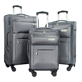 IZOD River 3 pc Soft Shell Expandable Spinner Luggage Set with Dual Wheels