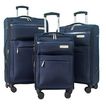 IZOD River 3 pc Soft Shell Expandable Spinner Luggage Set with Dual Wheels