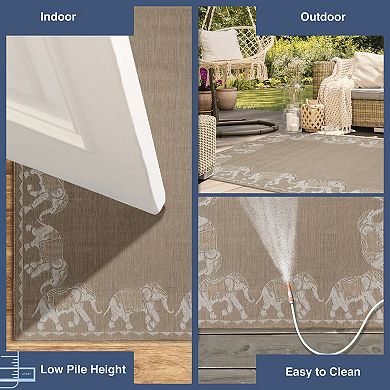 Liora Manne Carmel Marching Elephants Indoor / Outdoor Rug
