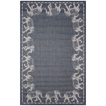 Liora Manne Carmel Marching Elephants Indoor / Outdoor Rug