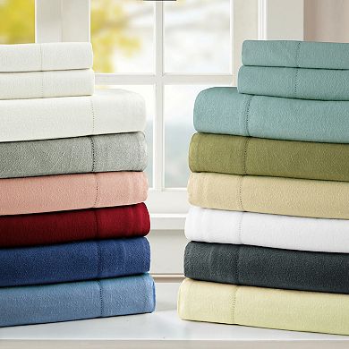 Pointehaven 180 GSM Brushed Cotton Flannel Sheet Set with Pillowcases
