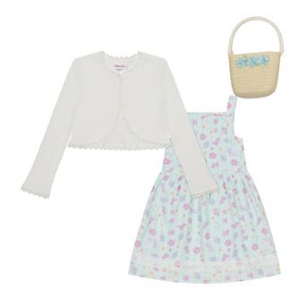 Girls 4-6x Little Lass 3 pc Floral Dress, Cardigan & Bag Set