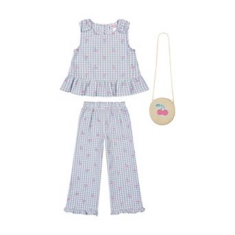 Girls 4-6x Little Lass 3 pc Ruffle Top, Culotte Pants & Purse Set