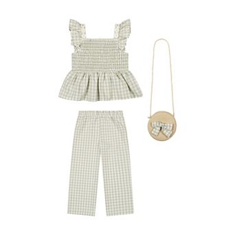Girls 4-6x Little Lass 3 pc Ruffle Top, Culotte Pants & Purse Set