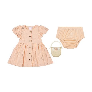Baby & Toddler Girl Little Lass Knit Eyelet Dress with Pockets & Handbag Set