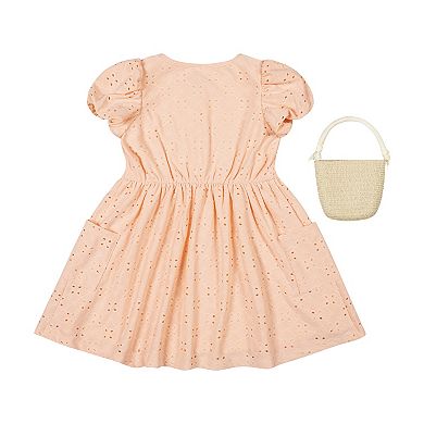 Baby & Toddler Girl Little Lass Knit Eyelet Dress with Pockets & Handbag Set