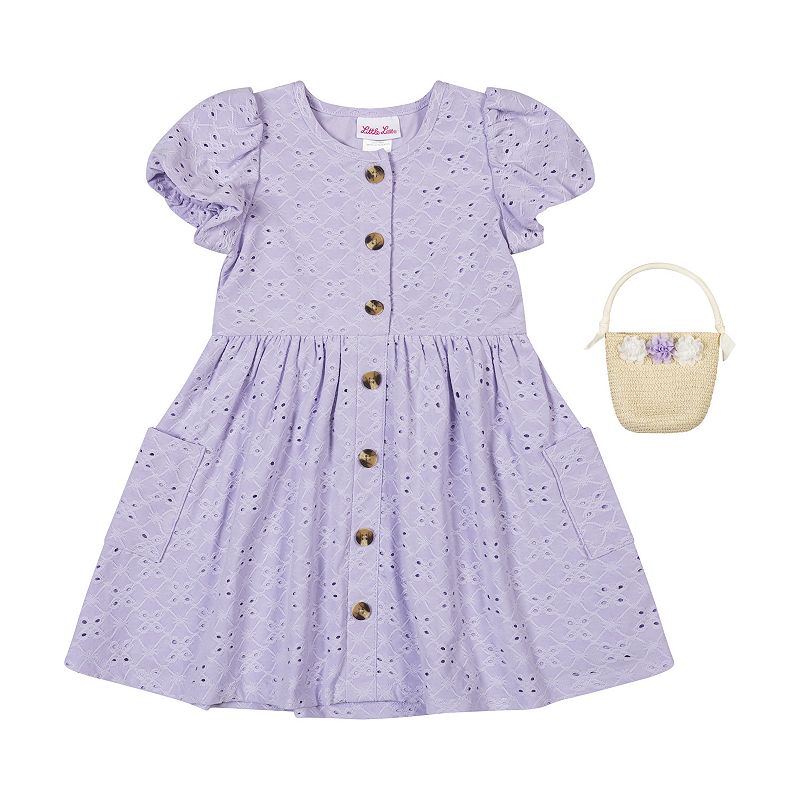 Baby & Toddler Girl Little Lass Knit Eyelet Dress with Pockets & Handbag Set, Toddler Girl's, 