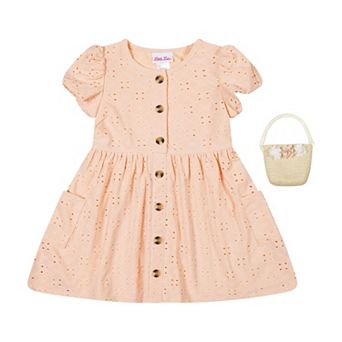 Baby & Toddler Girl Little Lass Knit Eyelet Dress with Pockets & Handbag Set