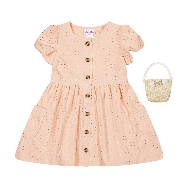 Baby & Toddler Girl Little Lass Knit Eyelet Dress with Pockets & Handbag Set, Toddler Girl's, 