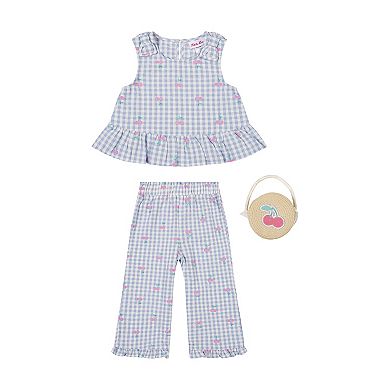 Baby & Toddler Girl Little Lass Culotte Top, Pants & Bag Set