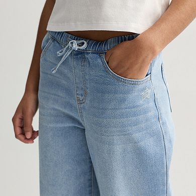 Girls 7-16 Vanilla Star Mid Rise Wide Leg Rhinestone Jeans