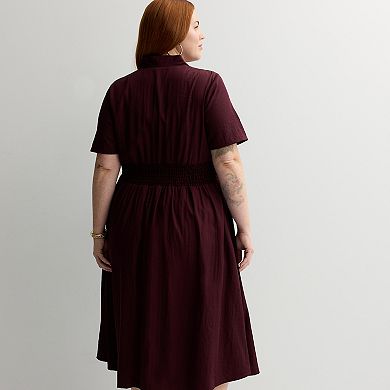 Plus Size Nine West Zip Front Midi Dress