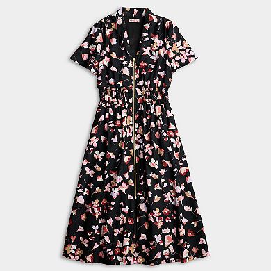 Petite Nine West Zip Front Midi Dress