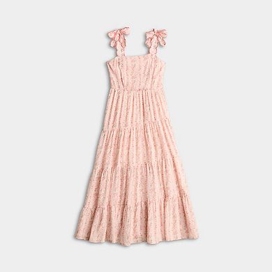 Girls 7-14 Trixxi Floral Print Maxi Dress with Tie Shoulder Maxi Detail