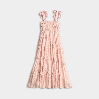 Girls 7-14 Trixxi Floral Print Maxi Dress with Tie Shoulder Maxi Detail