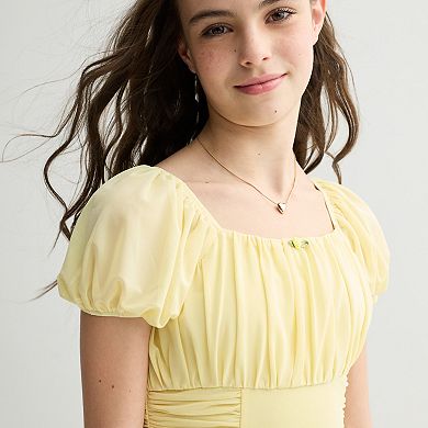Girls 7-16 Trixxi Ruched Dress with Necklace