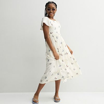 trixxi maxi dress Girls 7-14 Trixxi Floral Print Maxi Dress with Tie Shoulder Maxi Detail, Girl's, Size: Large, Blush