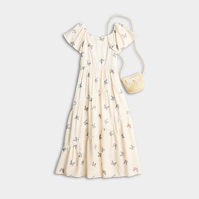 Girls 7-14 Trixxi Printed Maxi Dress With Purse