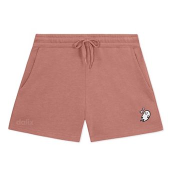Dalix Womens Heartly Ghost Midweight Washed Fleece Shorts